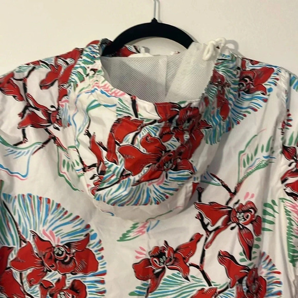 Levi’s | Floral cropped nylon quarter zip jacket Women’s size XS oversized hood - Picture 7 of 12